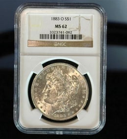 NGC Graded Morgan Silver Dollar 1883 O MS62