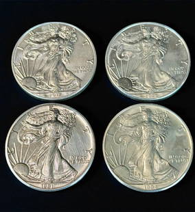 Grouping Of 4 Pure Silver Coins Lady Liberty Ungraded But Very Fine: ***DUE TO THIS LOT BEING SILVER IT MUST BE PAID VIA BANK WIRE TRANSFER OR CERTIFIED CHECK.*** Lot of 4 pure silver coins, lady Liberty. Please READ & REVIEW our Terms and Conditions before bidding, pa