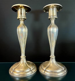 Pair Of Sterling Silver Candlesticks, 606 Grams