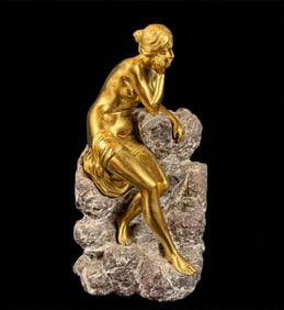 A Fine Art Deco Bronze Figure Of A Seated Maiden
