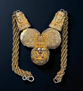 Vintage Les Bernard Designer Necklace, Signed: *** DUE TO THIS LOT BEING JEWELRY IT MUST BE PAID VIA BANK WIRE TRANSFER OR CERTIFIED CHECK*** Designer necklace signed, Les Bernard vintage jewelry statement piece. Measures 4" wide. Please READ & RE