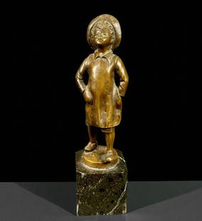 19th Century Bronze, Depicting A Dutch Boy: Antique 19th century German or Sitch bronze depicting a standing Dutch boy. Overall height 8". Signed M Frank to base. Excellent condition Please READ & REVIEW our Terms and Conditions before