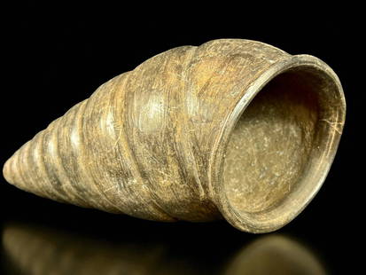 Rare Shell Shape Pre Colombian Pottery Vessel: Precolombian pottery vessel in the shape of a shell. Circa 2nd to 5th century. Measures 9" x 4", Intact. Excellent condition. Please READ & REVIEW our Terms and Conditions before bidding, payment, shi