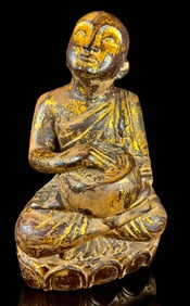Large Antique Gilded Thai Statue Of A Buddhist Figure 19th C