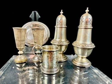 A Grouping Of 6 Piece Sterling Silver Objects Various Sizes