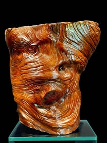 Extraordinary Naturalistic Carved Hardwood (Most Likely Huanghuali) Bitong Or Brush Pot