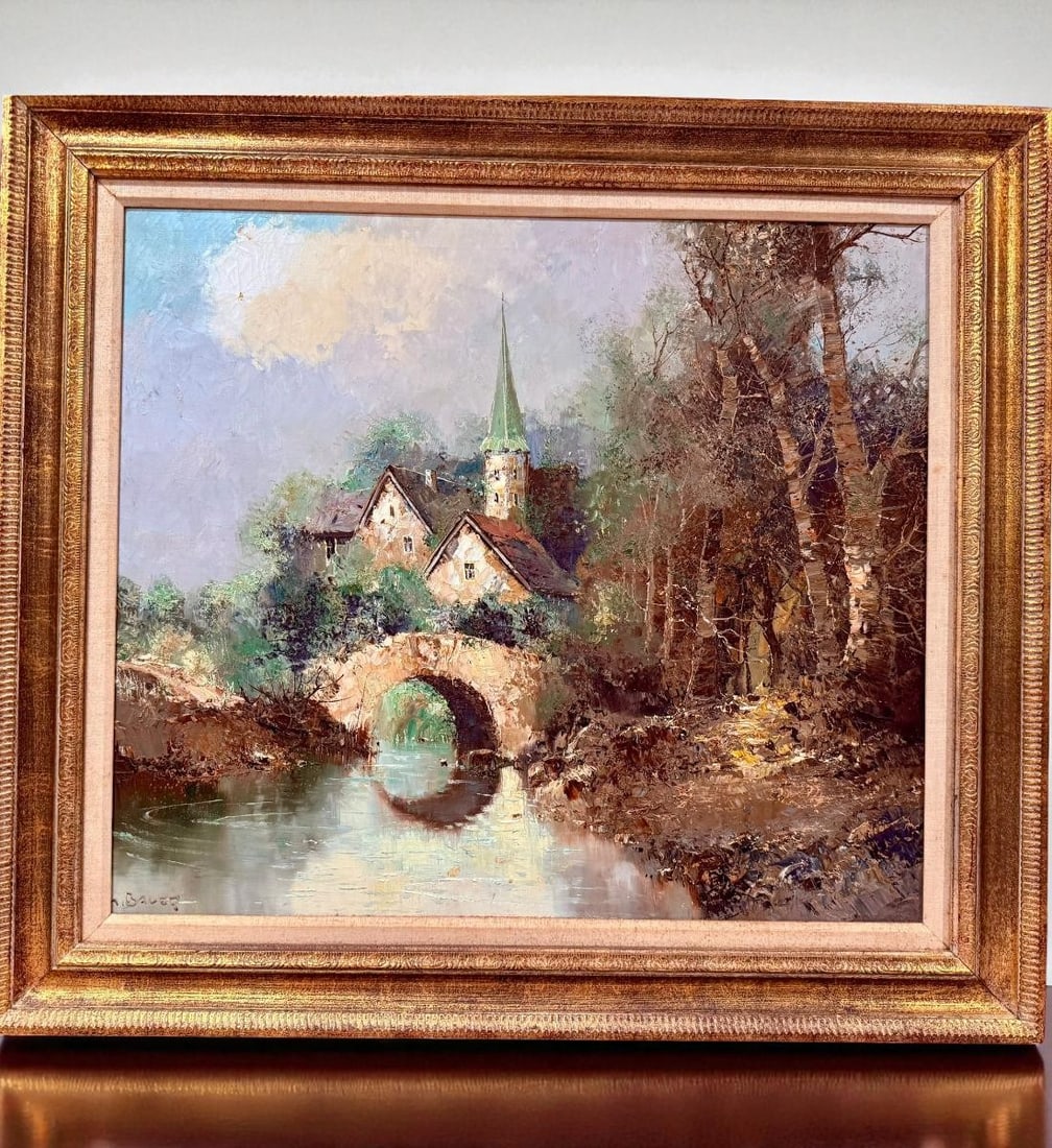 German Artist Willi Bauer B1923 Landscape Painting Oil On Canvas (1 of 8)