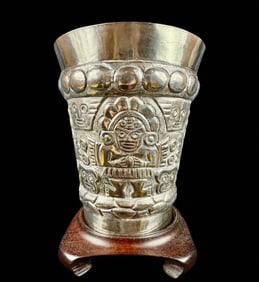 Large Peruvian Or South American Sterling Silver Ice Bucket Or Wine Cooler