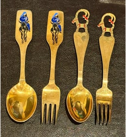 Set Of 4 Mid Century Sterling Gold Washed  A. Michelsen Danish Spoons