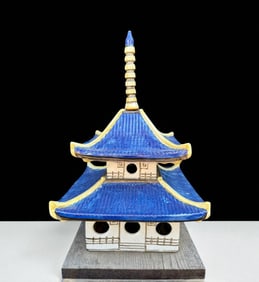 Large Vintage Sstoneware Pottery Birdhouse Ca. 1940