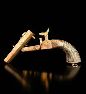 Antique Double Barrel 19th Century Pinfire Pistol Ca 1850's: Double Barrel 19th century pinfire pistol. Probably French made circa 1850. Civil war era. Works but untested and condition as shown. Please READ & REVIEW our Terms and Conditions before bidding,