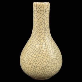 Chinese Song Style Ge Ware Ceramic Vase With Calligraphy