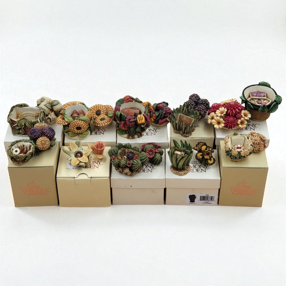 Lot Of 10 Lord Byron's Harmony Garden Trinket Box Figurines: Lot Of 10 Lord Byron's Harmony Garden Trinket Box Figurines. Please copy and paste the URL link below to review our Terms and Conditions for bidding, payment, shipping and other specifics