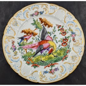 An Antique Chelsea 10" Bird Plate