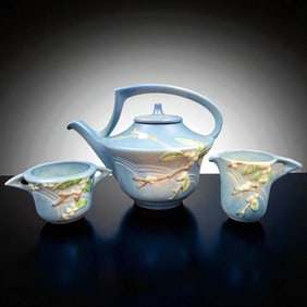 Roseville Pottery 3pc Complete Snowberry Tea Set