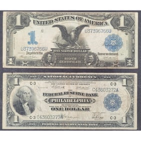 1899 Series $1 "Black Eagle" Silver Certificate And 1918 Series $1 C-3 Federal Reserve Note