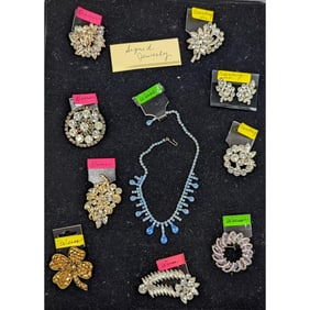 Lot Of 10 Vintage Pieces Of Costume Jewelry, Including Kramer, Eisenberg, And Weiss