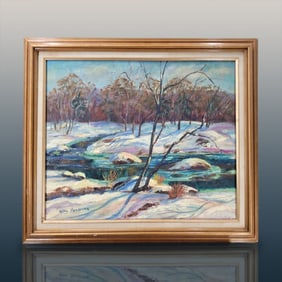 Signed Halen Hamersma Oil On Board Landscape Painting
