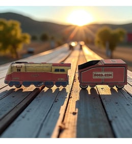 Vintage Nord. 8256 Tin Train Car And Charles Rossignol Eclair CR-400 Tin Wind-Up Locomotive