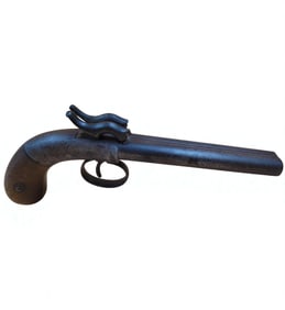 Antique Bruce & Davis Single Trigger Double Barrel Percussion Pistol