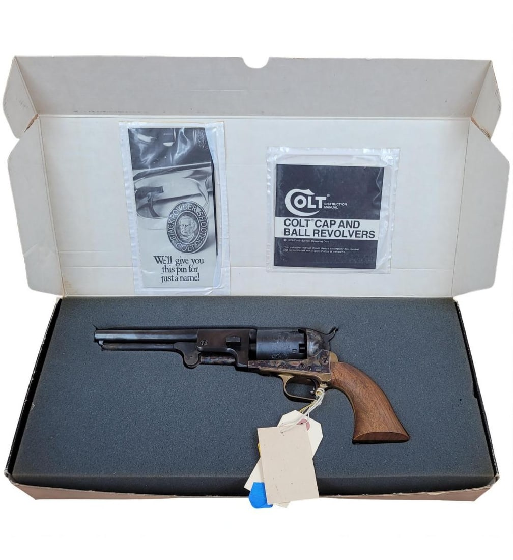 Colt F1700 1st Dragoon .44 Revolver Excellent Condition With Box: **DUE TO THIS LOT BEING CLASSED AS A FIREARM IT MUST BE PAID VIA BANK WIRE TRANSFER OR CERTIFIED CHECK.** Colt F1700 1st Dragoon .44 Revolver Excellent Condition With Box. Measures approx. 13.5" X 6"