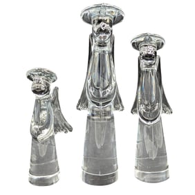 Lot Of 3 Vintage Sigma Heavy Lead Crystal Angel Figures