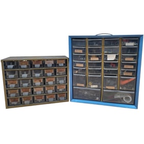 Pair Of Tool Organizers Of Vintage Lionel Locomotive Misc. Parts