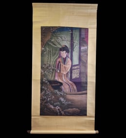 A Chinese Scroll Painting Of A Noble Woman Age Unknown