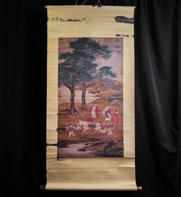 A Chinese Scroll Landscape Painting With Calligraphy & Seal Marks Attributed To Ding Yunpeng