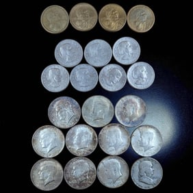 22Pc Collection Of Susan B. Anthony, Sacagawea Dollar Coins & Kennedy, Franklin Half Dollar Coins