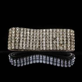Pair Of Vintage Kirks Folly Bracelets, Thick Rhinestone Expansion Bracelet And Gold Tone Bracelet