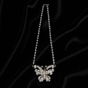 Vintage Kirks Folly Crystal Butterfly Choker Necklace