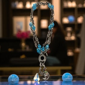 Vintage Kirks Folly Crystal And Glass Beaded Pendant Necklace