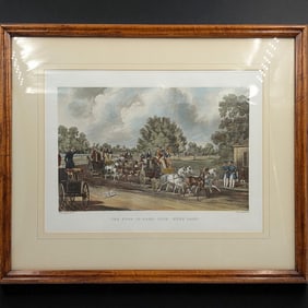 After James Pollard (British, 1792-1867) Aquatint Colored Engraving, "The Four In-Hand Club"