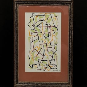 Signed Brice Marden (American, 1938-2023) Small Acrylic Abstract Lines Painting