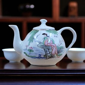Small Antique Chinese Famille Rose Porcelain Teapot With Mark