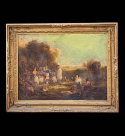 British-William Shayer I  1787-1879 O/C Landscape Painting Ca 1835 (NEEDS WORK)