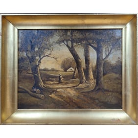 Vintage Oil On Canvas Landscape Painting