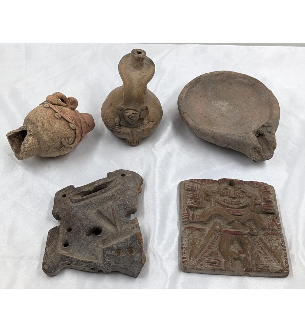 Lot Of 5 Pre-Columbian Pottery / Terra Cotta Sculptures And Vessels (1 of 20)
