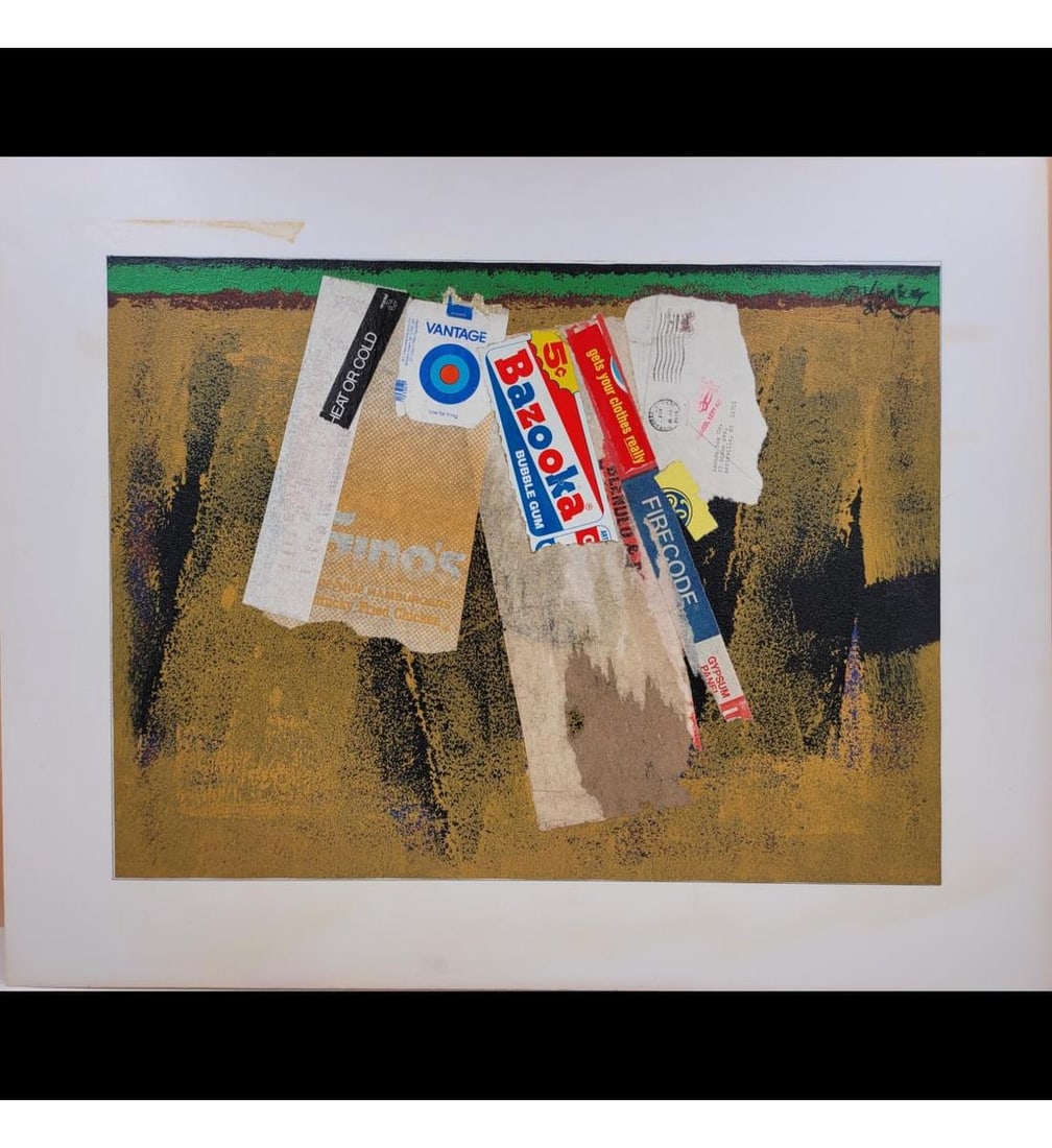 Lot Of 3 American Jon Henry 1916-90 Collage Mixed Media Paintings, Signed And Dated (1 of 20)