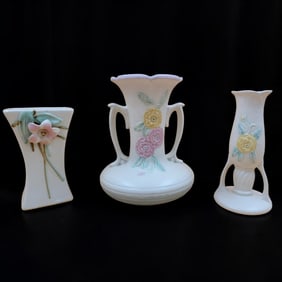 3Pc Vintage Hull And McCoy Pottery Vases