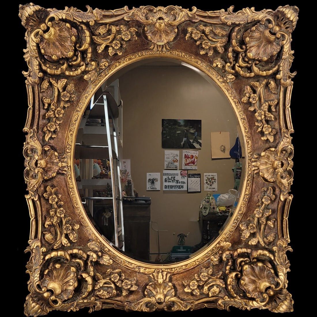 Vintage Ornate Gold Framed Oval Mirror (1 of 7)