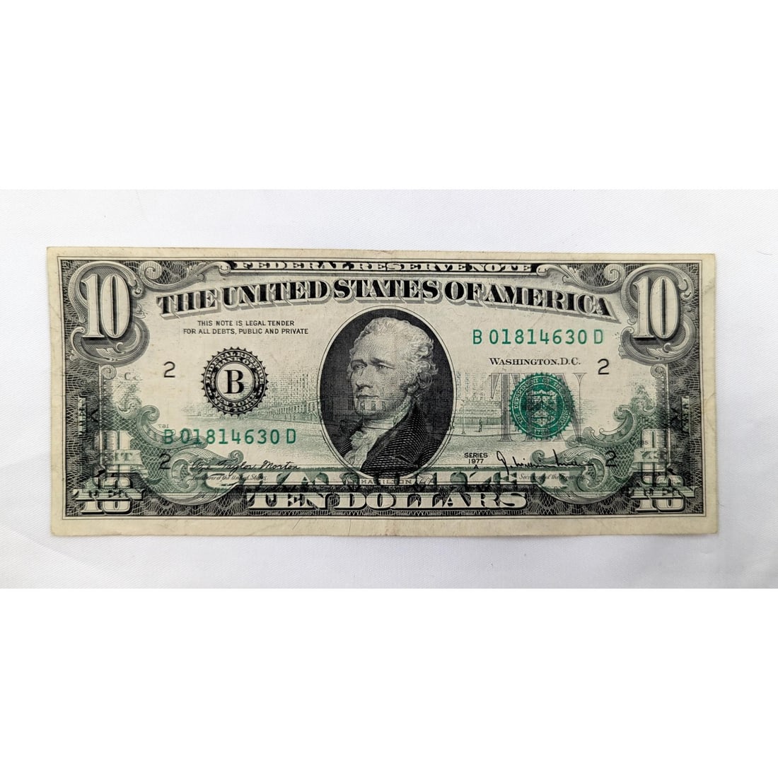 U.S. Currency $10 Bill 1977 Series A Misprint (1 of 7)