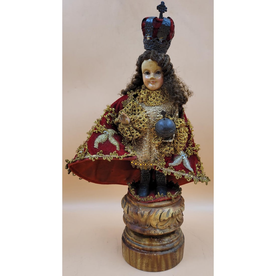 19th Century Santos With Glass Eyes: 19th Century Santos With Glass Eyes. Measures approx. 18.5" X 12" X 7" Please copy and paste the URL link below to review our Terms and Conditions for bidding, payment, shipping and other s