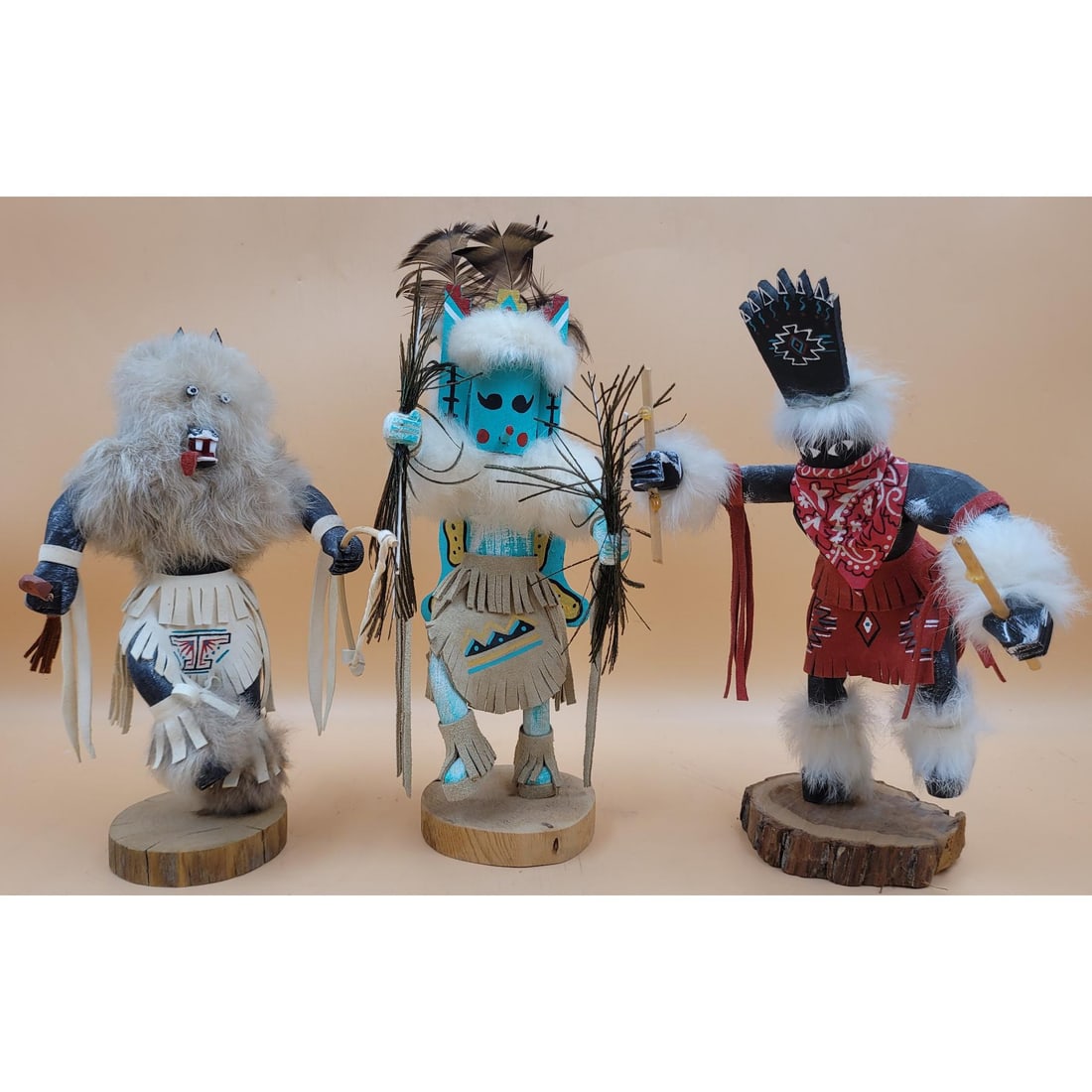 Lot Of 3 Vintage Native American Kachinas Dolls All Artist Signed (1 of 16)