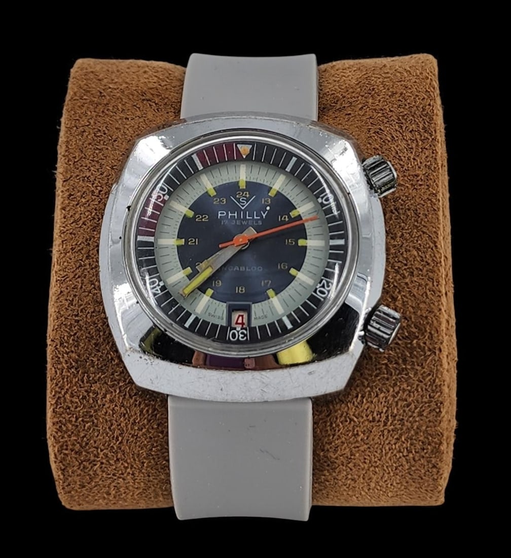 Vintage Mens Watch "PHILLY" 17 Jewels 1960'S Dive Watch (1 of 8)