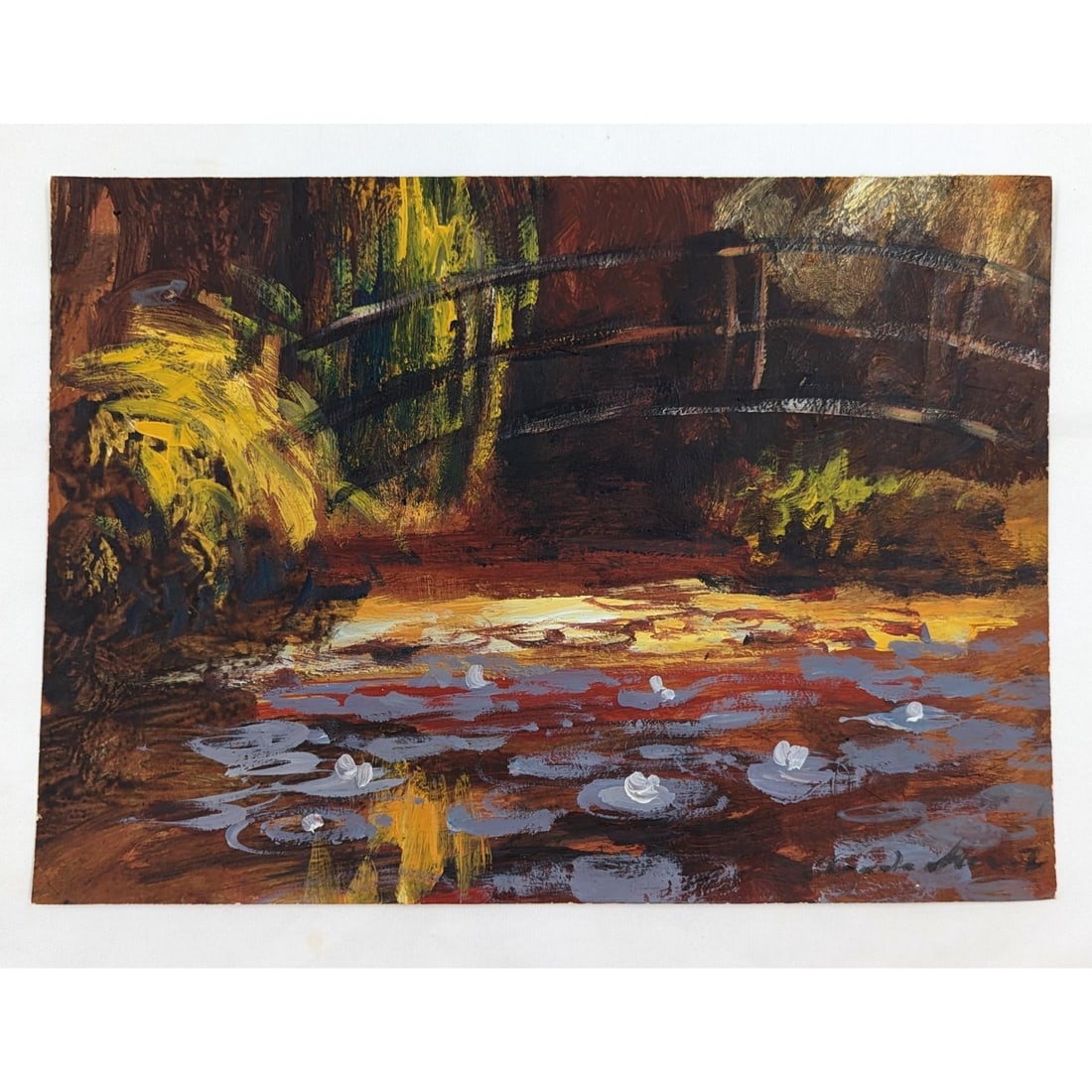 In The Manner Of Claude Monet (French, 1840-1926) Tempera & Oil On Paper Painting With COA (1 of 10)