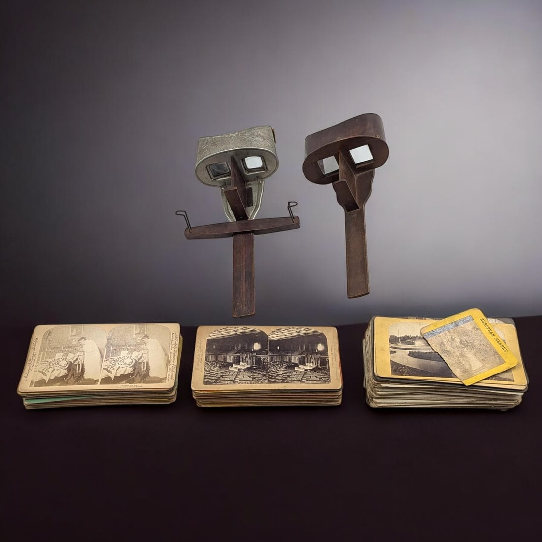 Pair Of Antique Stereoscope Viewers With Over 50+ Viewing Cards (1 of 15)