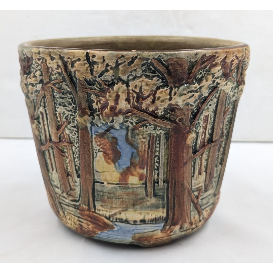 An Antique 1920's Weller Pottery Woodcraft Forest Matte Jardiniere (1 of 12)