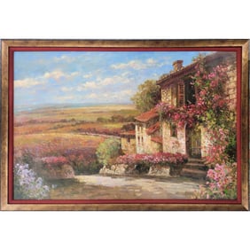 Matt Thomas Signed Oil On Canvas Italian Landscape Painting